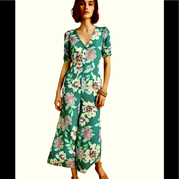 Women’s Anthropologie Yumi Kim Water Lily Emerald Belmont Jumpsuit Sz S